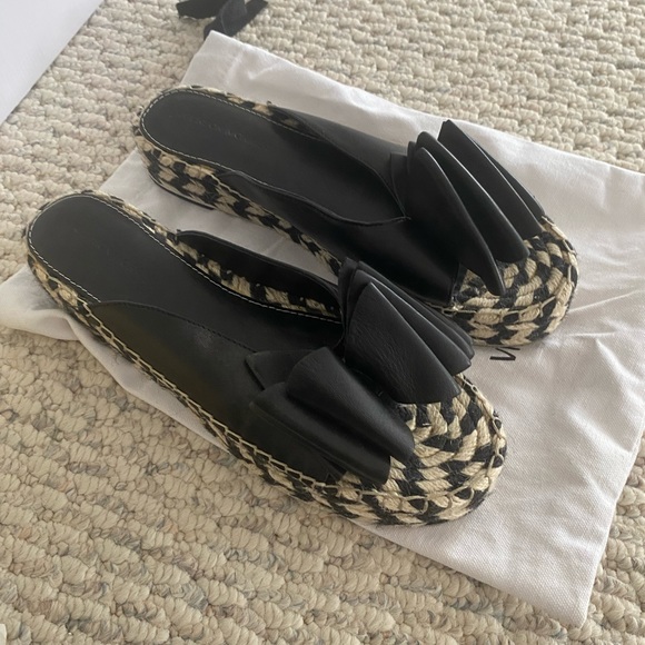 Siegerson Morrison leather bow platform slides - Picture 1 of 10
